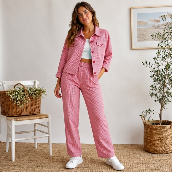Draper’s & Damon’s Pants - Draper’s & Damon’s Women's Red Gingham Jacket & Pants Set